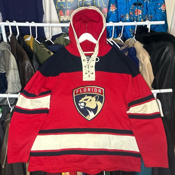 NHL Other - Florida Panthers Embroidered Logo Red Hockey Jersey Hoodie XL Rare